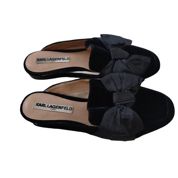 Karl Lagerfeld Odetta 2 Women's Size 8M Black Closed Toed Bow Slip On Sandals - Picture 3 of 6